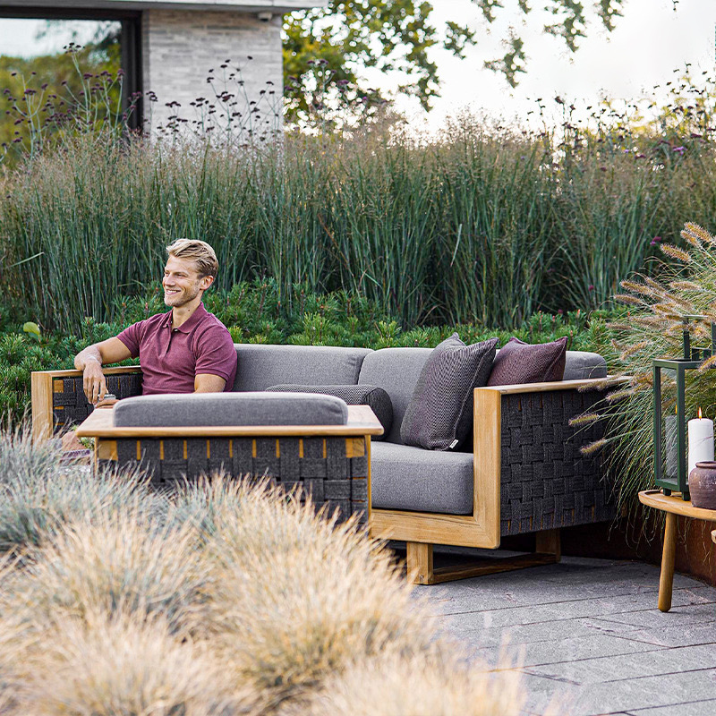 Sofá al aire libre patio villa jardín teca caña al aire libre ocio impermeable madera maciza vivienda muebles transfronterizos