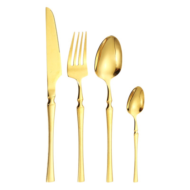 Cross-border Venta caliente de acero inoxidable vajilla traje caja de regalo cuchillo y tenedor conjunto de 24 piezas 6-Persona occidental vajilla cuchillo de carne cuchara de oro