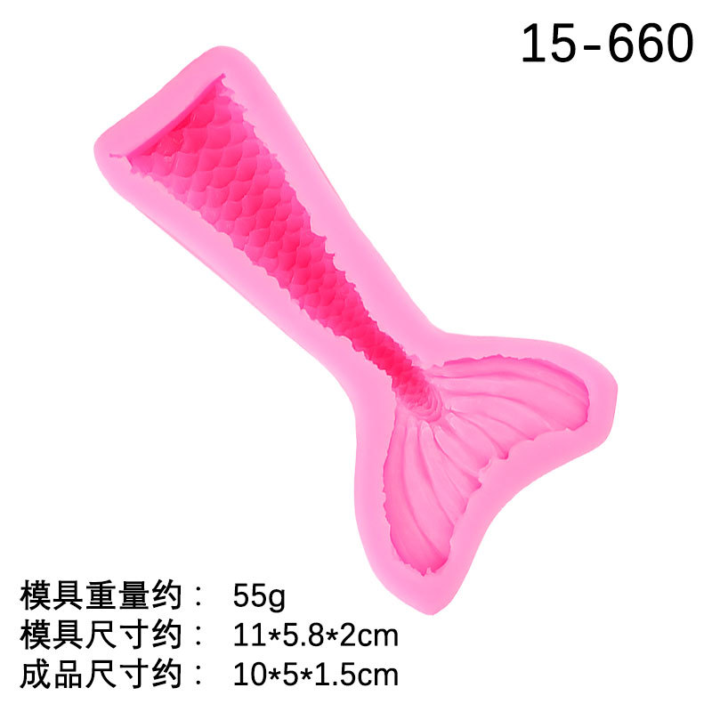 3D sirena cola océano serie DIY fondant pescado cola chocolate pastel epoxi colgante molde