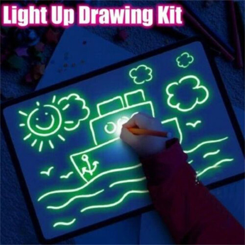 3D荧光画板 跨境儿童电子夜光写字板宝宝涂鸦绘画玩具配荧光笔
