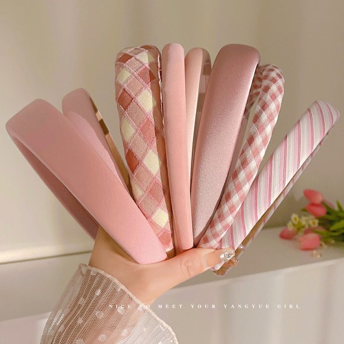 Pink hairband for women summer wide-brimmed high-top hairpin  new style hair bundle sweet temperament face wash hairpin headwear