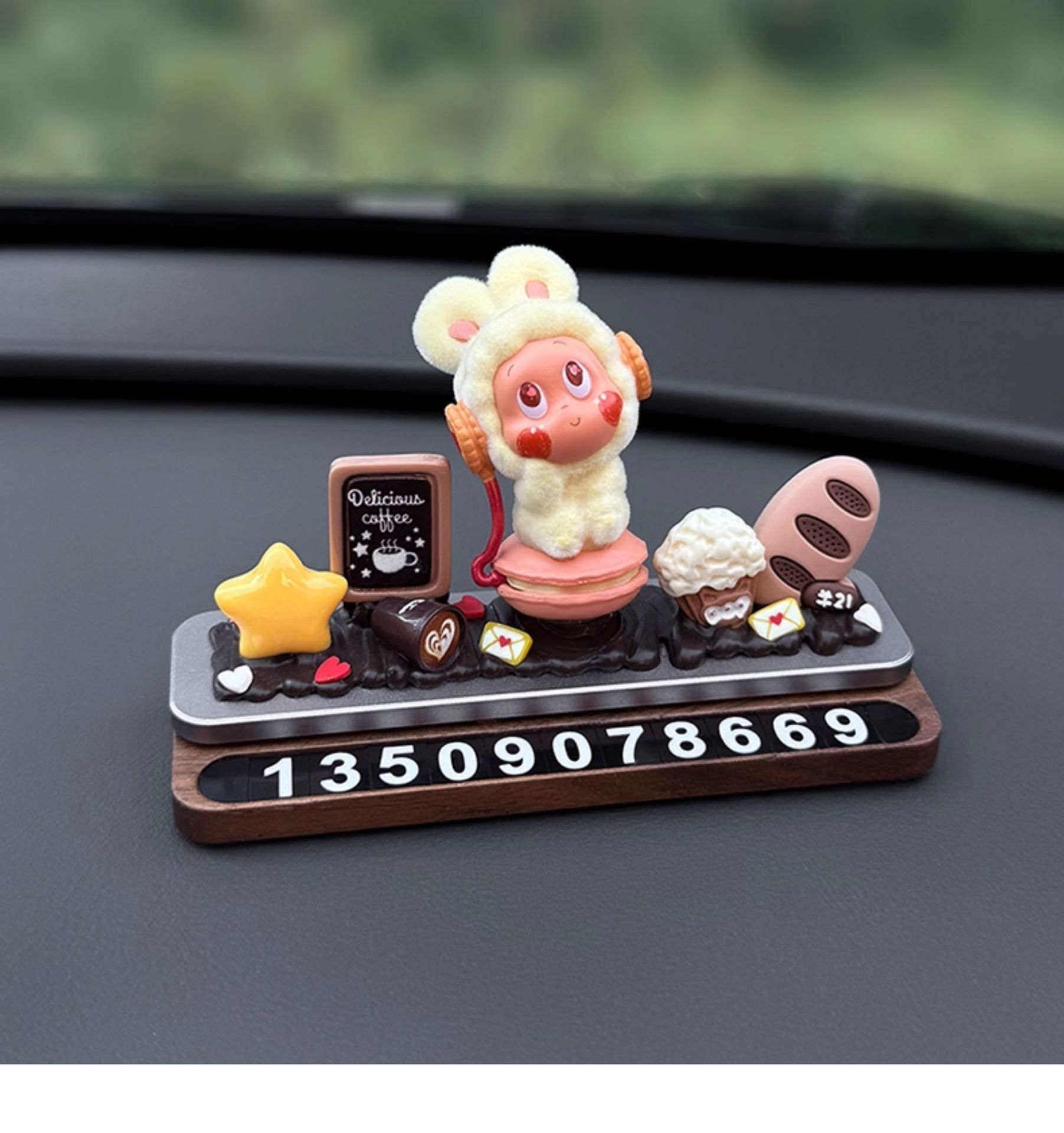 Car Phone Number Plate, Temporary Parking Car Decoration, Cute Star-Shaped Girl Figure