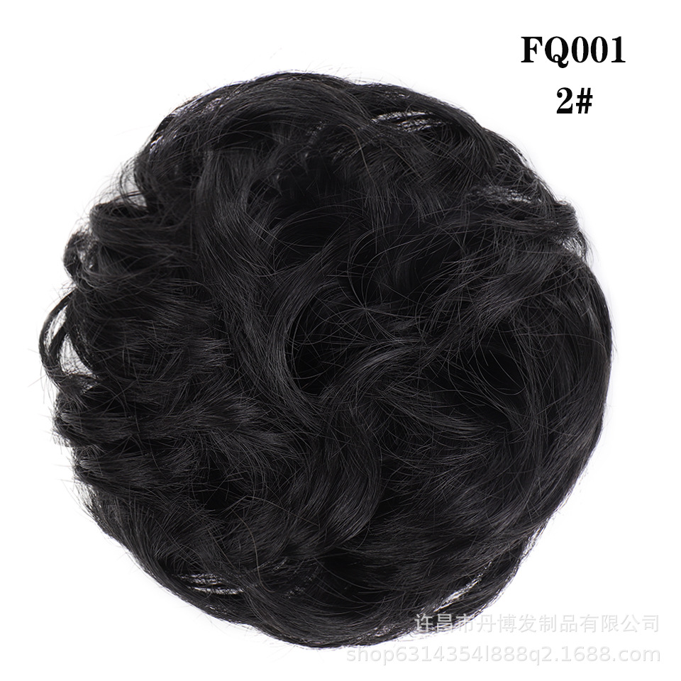 Messy bun with rubber band hair extension black Brown donut bun high temperature fiber wig factory wholesale