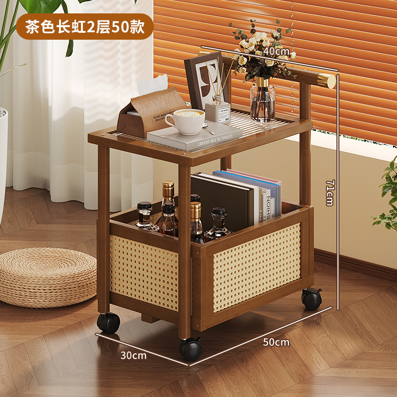 中古トロリースナックラックレトロ可動プッシュプルコーヒーテーブルリビングルームソファサイドテーブルレトロベッドサイドJ&|undefined
