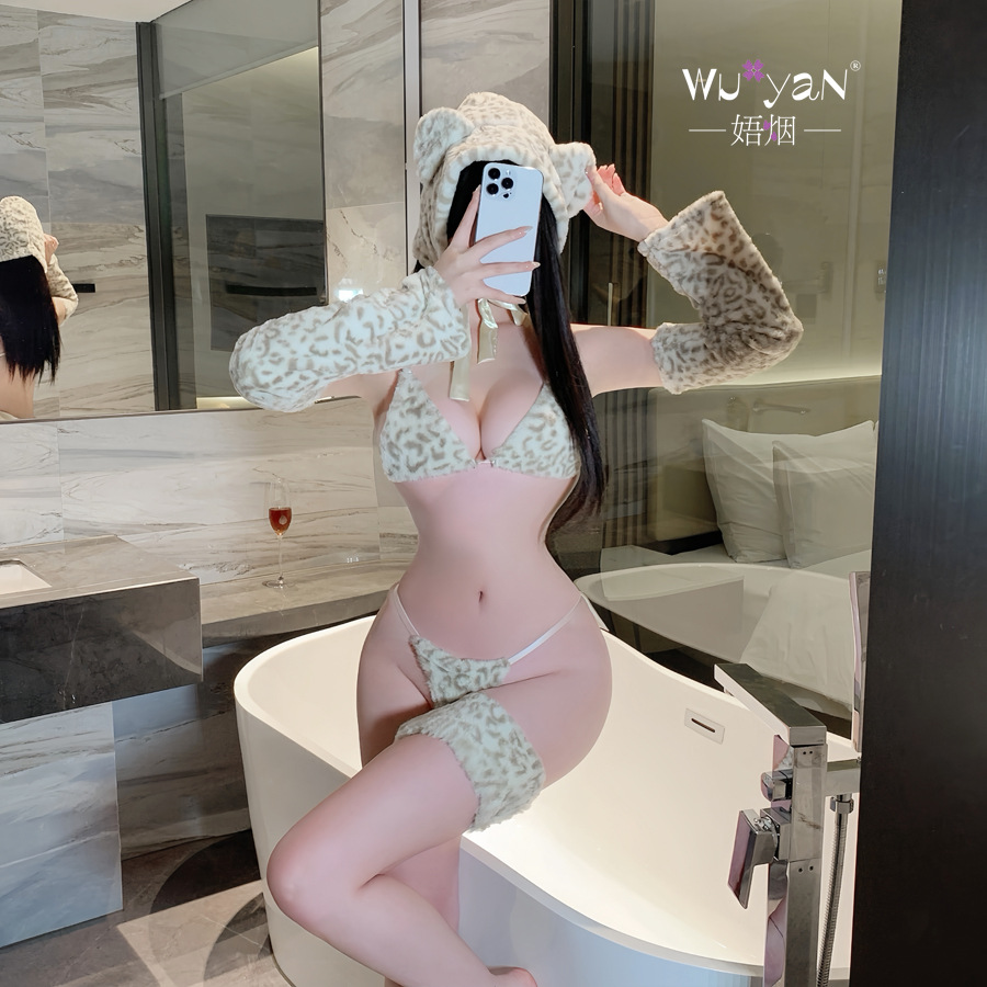 Yuyan 섹시한 속옷 순수한 욕망 귀여운 호랑이 유혹 세트 침대 qqny 레오파드 프린트 섹시한 잠옷 크리스마스 유니폼