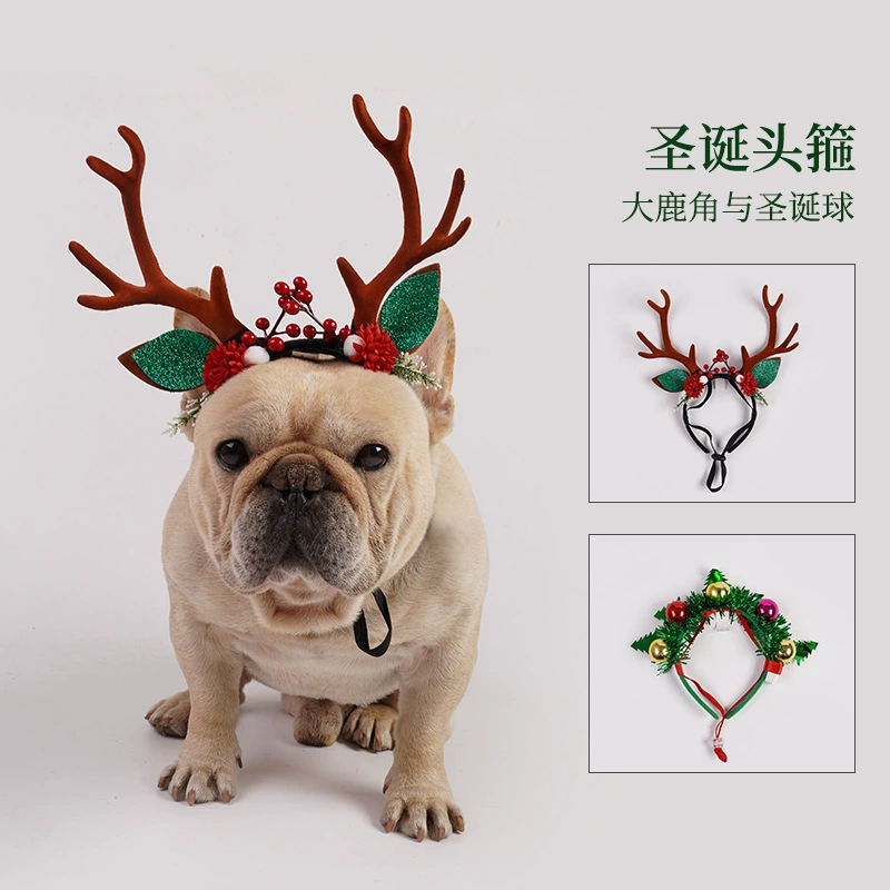 Трансграничная оптовая продажа Jizai Pet Рождественский олень рога обруч для волос Кошка Собака Праздничные принадлежности для одевания Рождественский бал Головной убор