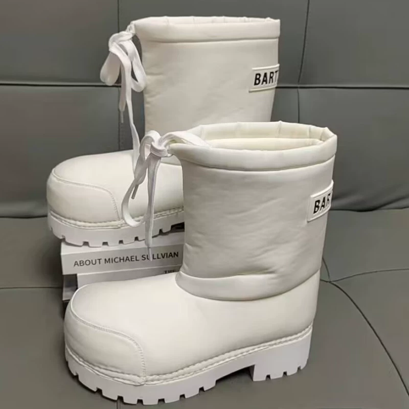 Winter ski high boots for men and women platform, drawstring