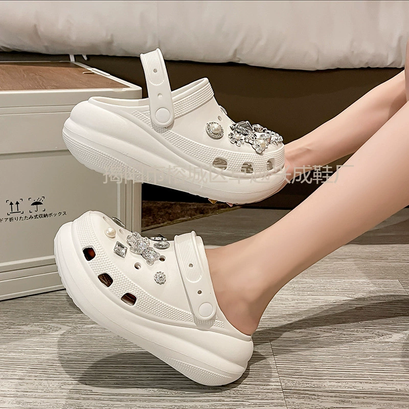 Женские пляжные сандалии и шлепанцы из ЭВА на толстой подошве, новые, нескользящие, увеличивающие рост, лето 2025, для трансграничной торговли