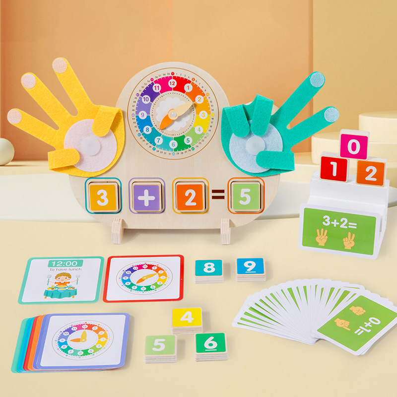 Instrucciones digitales Montessori para niños, aprendizaje de jardín de infantes, suma y resta, dedos, matemáticas, rompecabezas cognitivo, juguetes aritméticos