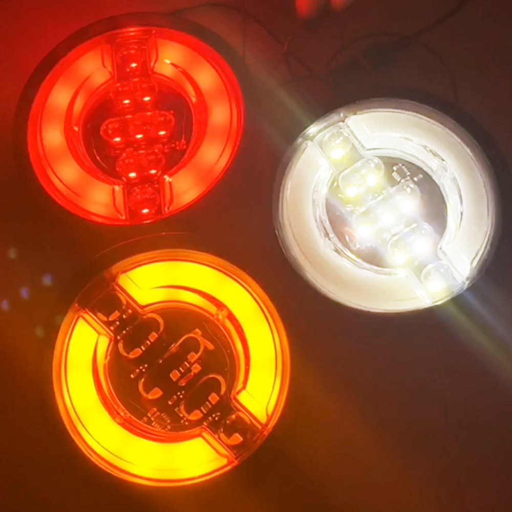 En stock suministro común remolque redondo luz LED camión lado luz logística vehículo hamburguesa camión ligero LED luz redonda