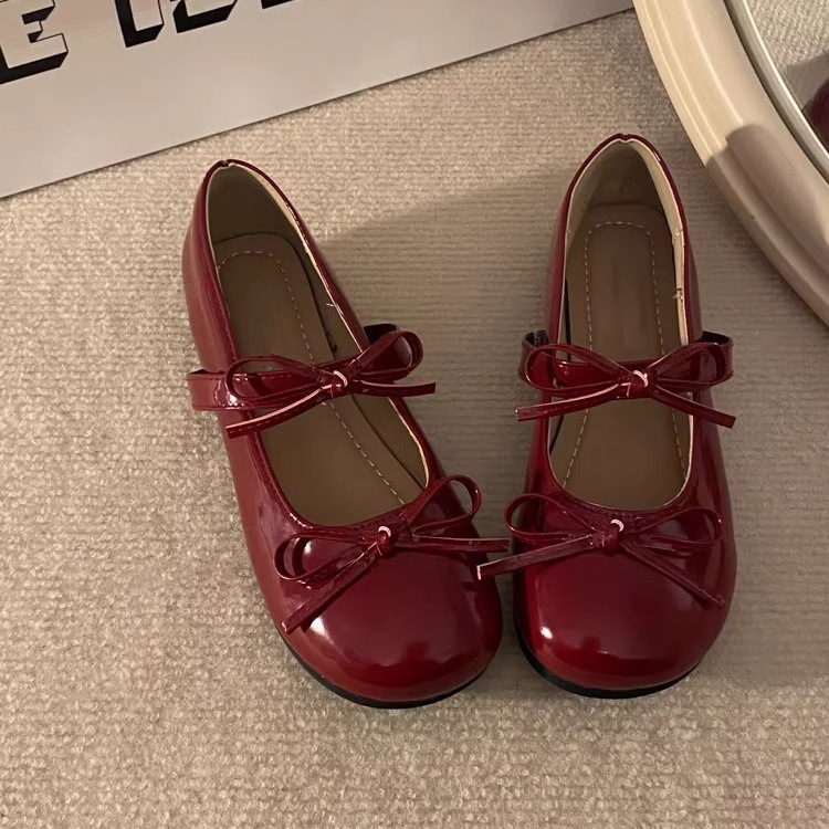 French Flats Mary Jane Shoes for Women 2025 Autumn and Winter New Style Bow-Knot Elegant Work Clothing Shoes Ballet Style Soft-Soled Shoes