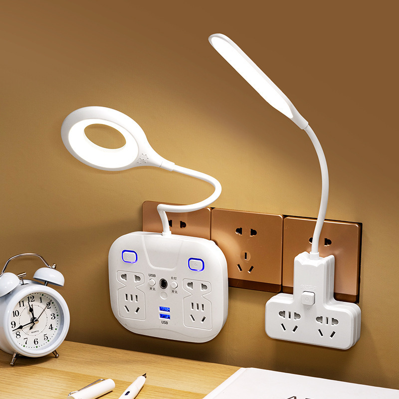 家用学生宿舍夜灯开关多孔插座精美led小夜灯排插转换器扩展插排