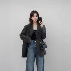 灰色西装外套女2025新款秋季休闲气质高级感小个子极简风薄款西服