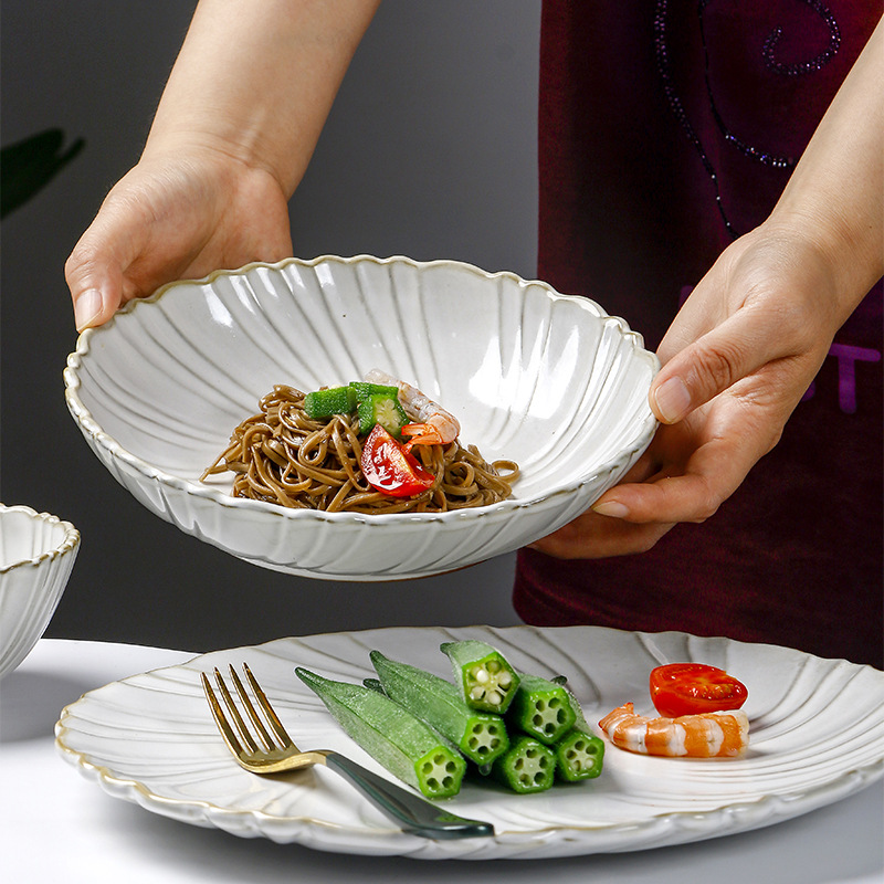 OMK日式盤子高級感陶瓷菜盤創意異形壽司甜品水果盤商用西餐意面