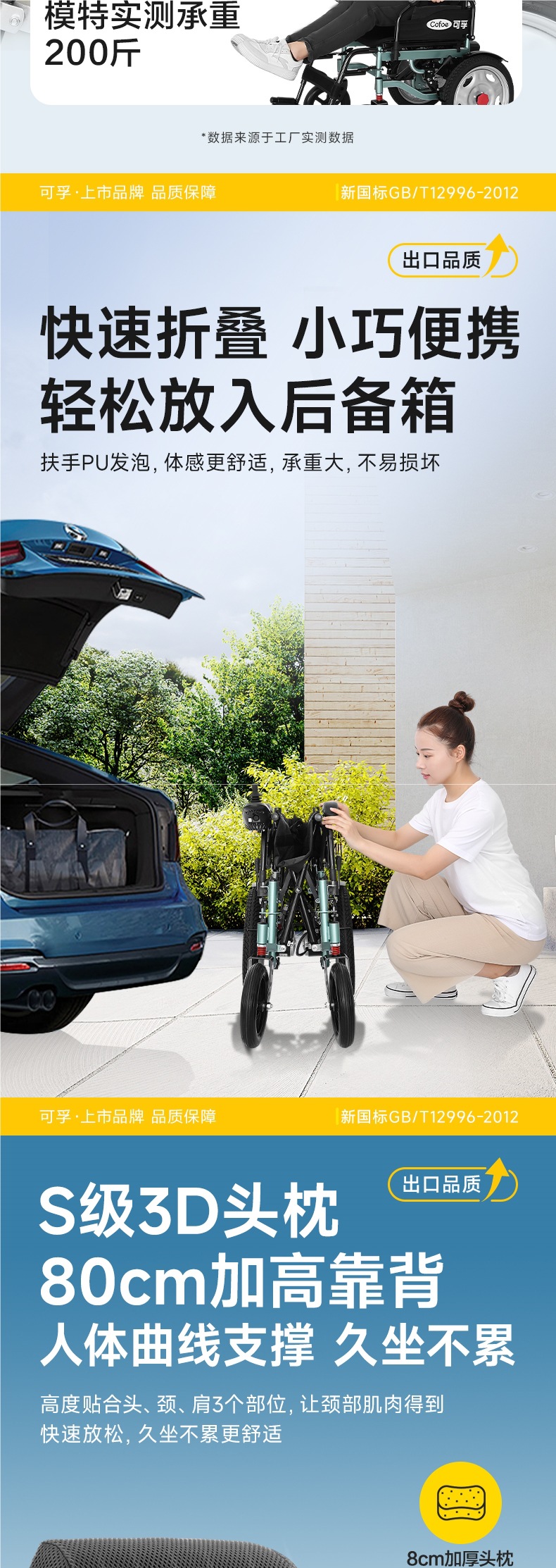 Corfu Electric Wheelchair Intelligent Fully Automatic Scooter for the Elderly, Disabled and Elderly, Lightweight Folding Small
