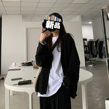 2021韓系新品自制春夏 疊穿針織外套女寬松慵懶外穿內搭薄款開衫