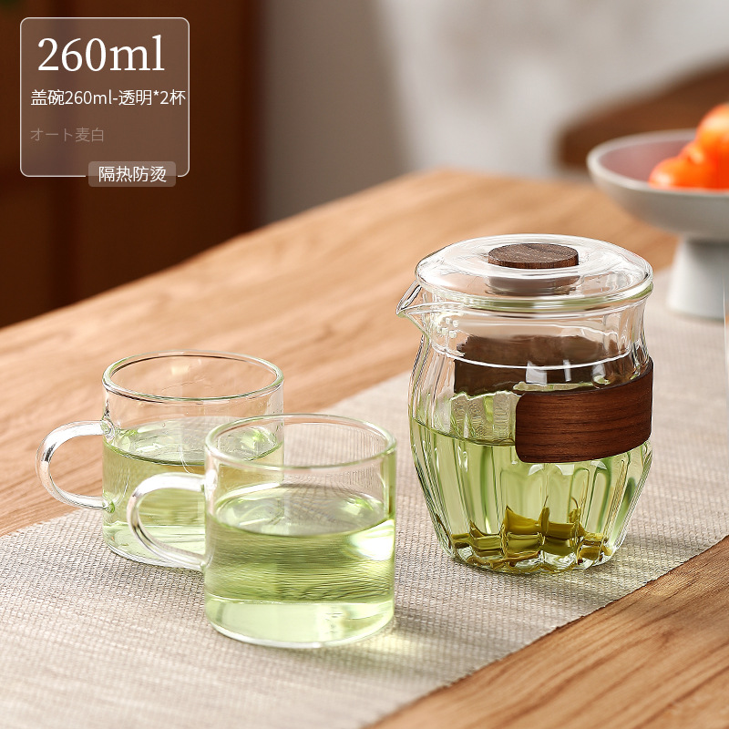 안티-scald 커버 보울 260ml-투명 + 2 찻잔