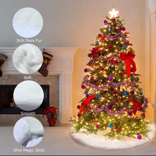 Wholesale Customized Cross-Border Best-Selling Red Christmas Tree Skirt Decoration Holiday Supplies Plush Long Hair Multi-Color Tree Skirt