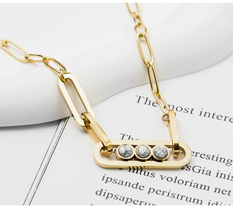 Simple Style Geometric Stainless Steel Necklace Plating Natural Stone Stainless Steel Necklaces_colorza_2