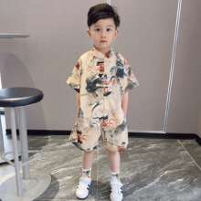 哪吒衣服儿童2025新款夏季套装男童汉服夏装中式短袖唐装一件代发