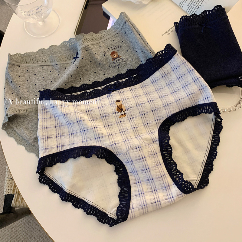 Women's Pure Cotton Panties 10A Full Cotton Retro College Style Antibacterial Extended Crotch Lace Trim Pure Desire Plus Size Ladies Wholesale Women's Pure Cotton Panties 10A Full Cotton Retro College Style Antibacterial Extended Crotch Lace Trim Pure Desire Plus Size Ladies Wholesale
