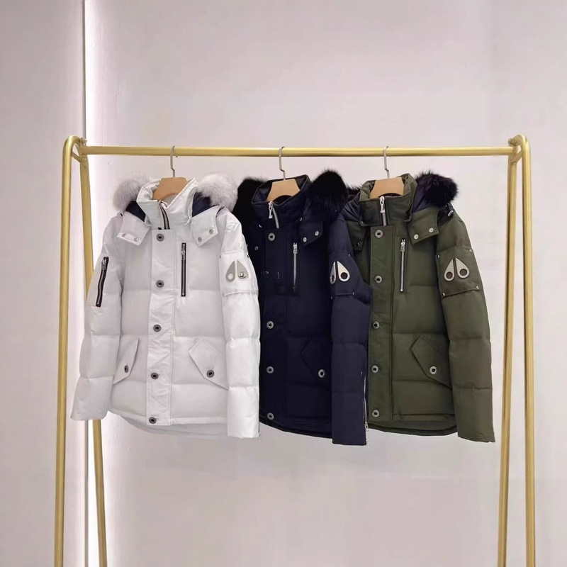 High-End Version Moose06 Scissor Fox Fur down Jacket Men's Hooded Warm Duck down Coat White Black