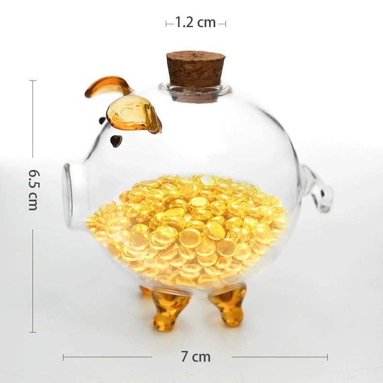 Vidrio con alto contenido de borosilicato mini cuajando frijoles dorados alcancía olla de almacenamiento de frijoles dorados botella de deseos fabricante al por mayor