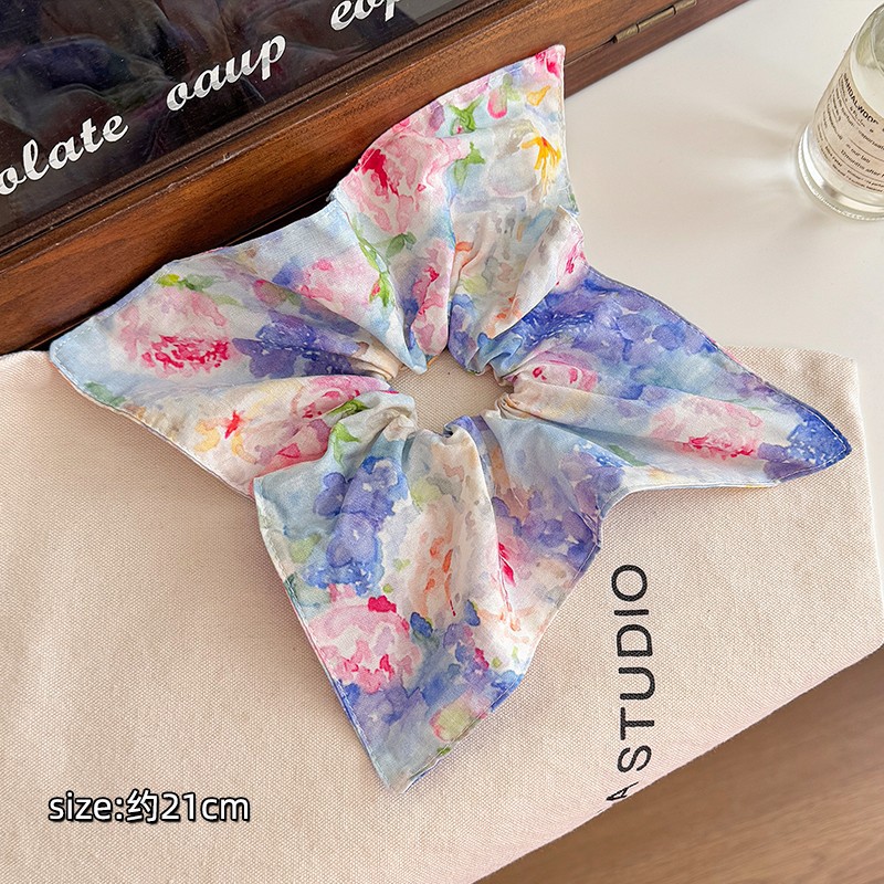 레이크 블루 유화 머리끈