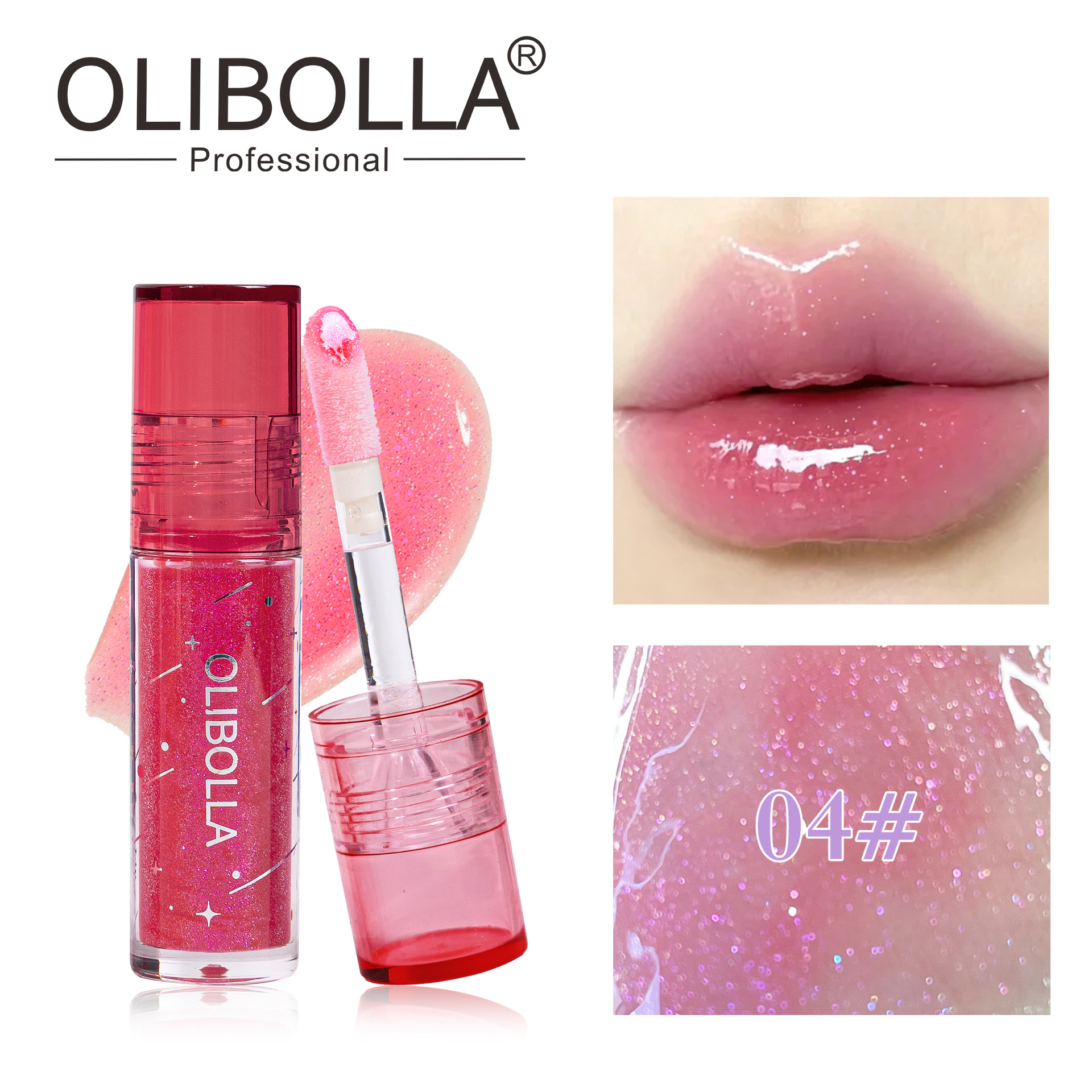 OLIBOLLA agua brillante brillo multicolor esmalte labial sin taza humectante espejo labial brillo labial al por mayor lápiz labial