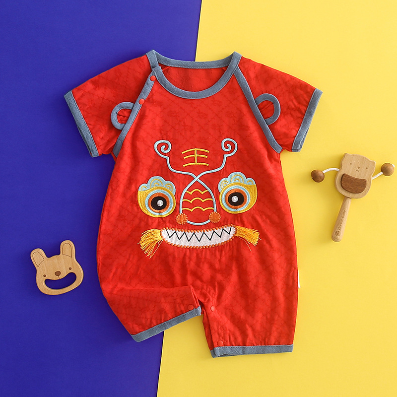 Baby Hakayi Climbing Suit Jumpsuit Summer New Thin Baby Catching Zhou Suit Year of the Tiger National Wind Hundred Days Wine 6230