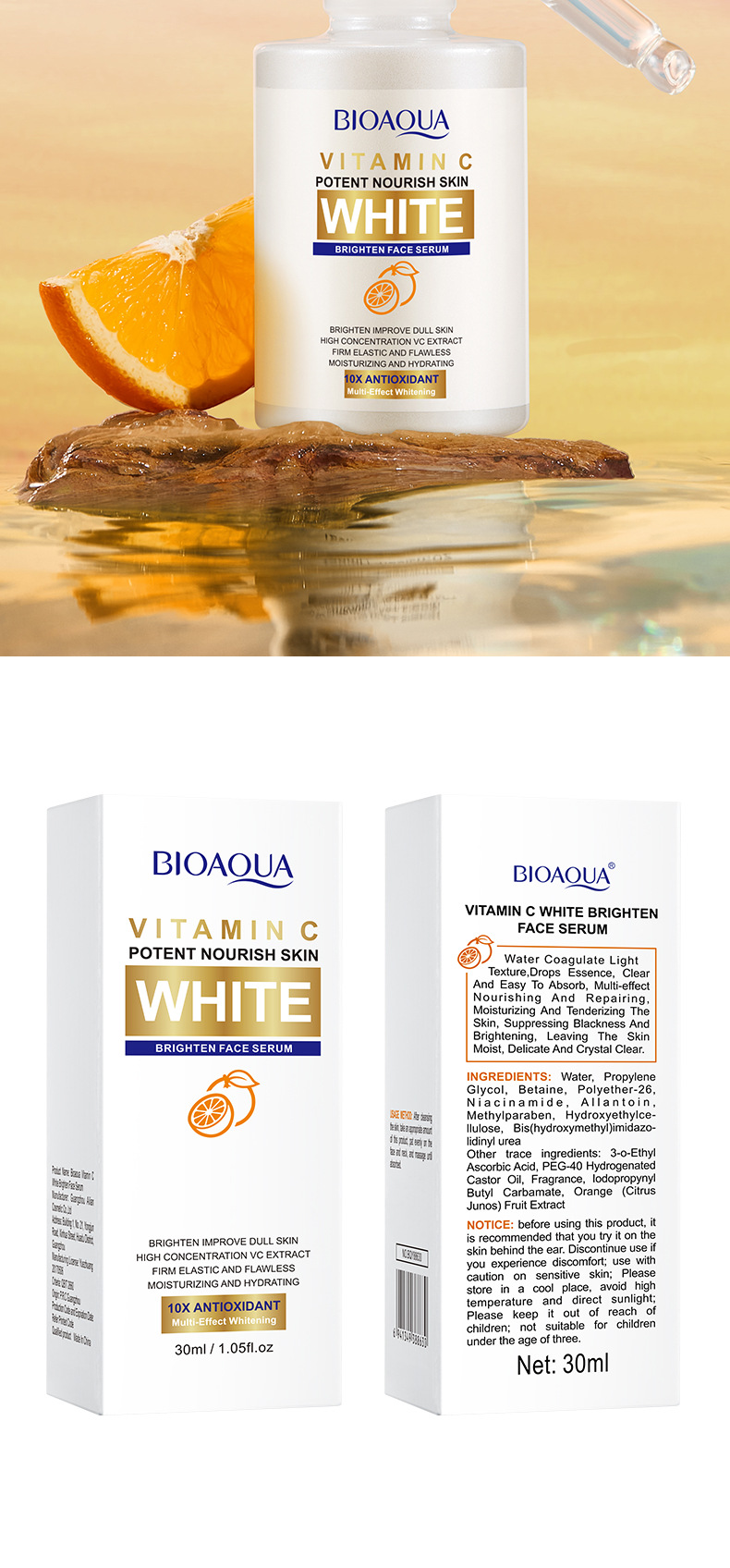 C BIOAOUA Vitamin Whitening Gesichtsfeuchtigkeits- und Feuchtigkeitsspendende und aufhellende Essenz_voghion.com