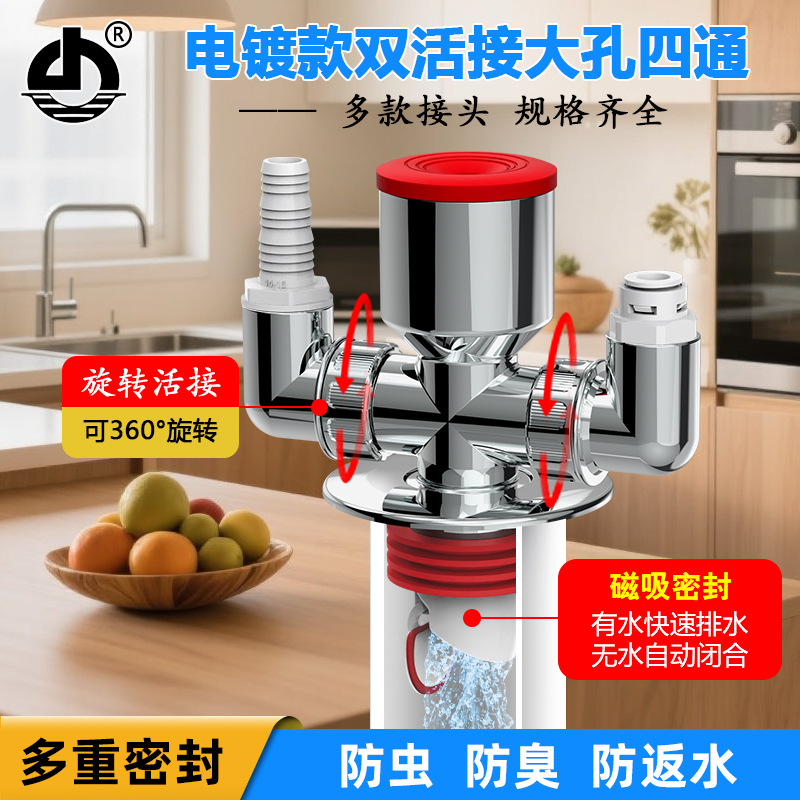 洗衣机下水管三通分流器阳台烘干机扫地机排水管地漏下水三通接头