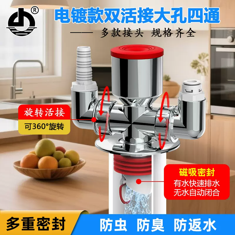 洗衣机下水管三通分流器阳台烘干机扫地机排水管地漏下水三通接头