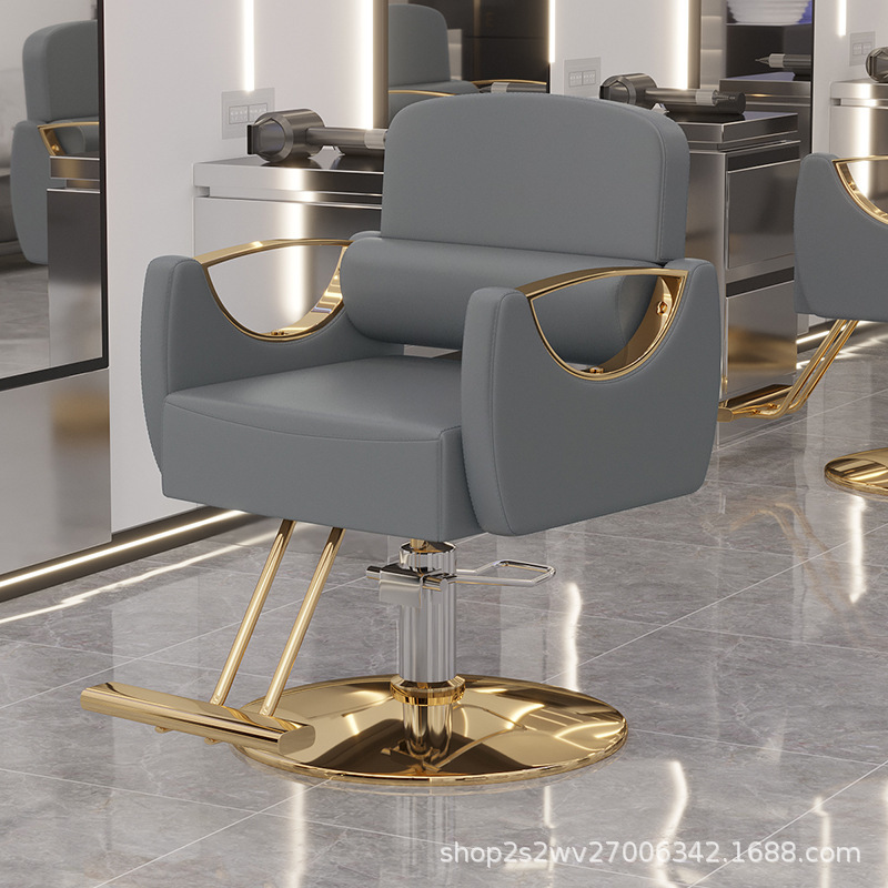 La misma silla de corte de pelo de la peluquería, el reposabrazos de acero inoxidable, la silla de permanente se puede levantar y bajar, la silla de peluquería, el pedal de acero inoxidable cruza la frontera. image 6