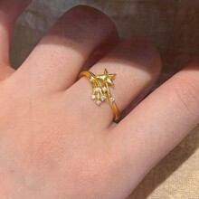 沙金饰品爆闪星星烟花戒指女仿真黄金小众轻奢高级感满钻指环配饰