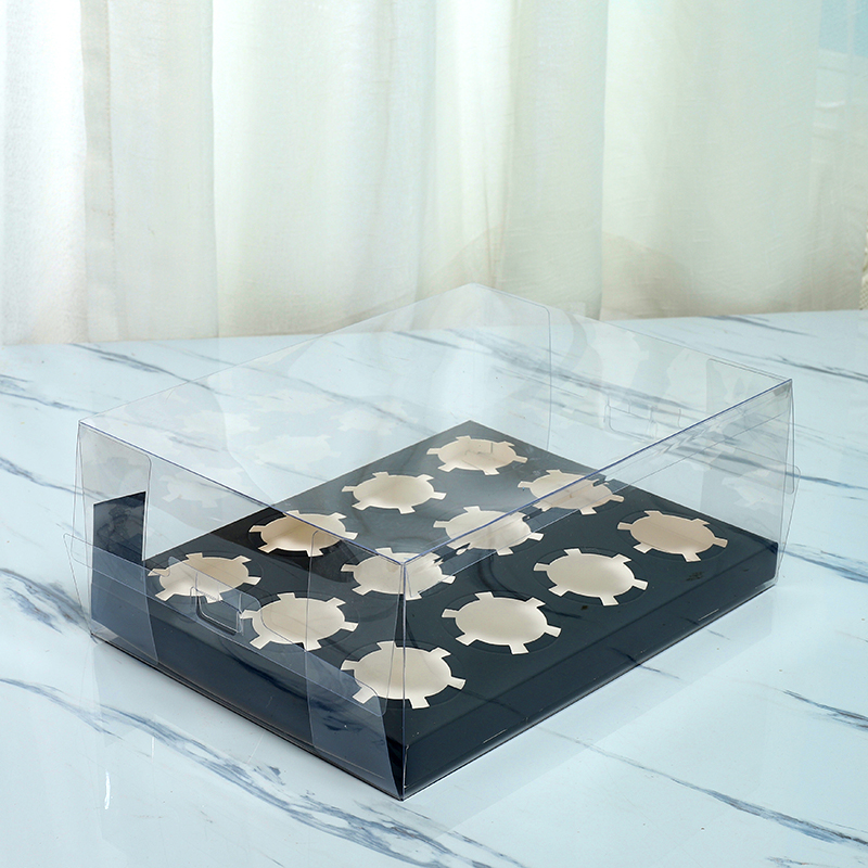 Caja de pastel de taza transparente 2 4 6 12 tazas cajas de embalaje de tazas de muffins Ins caja de embalaje transparente