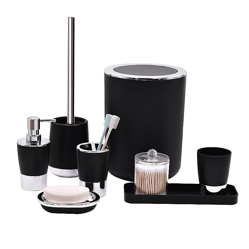 Baño de lujo ligero conjunto de artículos de higiene de baño de cuatro piezas conjunto de cepillo de dientes de baño contenedor de basura conjunto de baño ornamentos