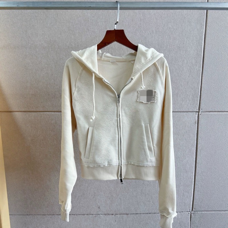 2026 Women's Hooded Zipper Sweatshirt, Pure Cotton Loose-Fit Jacket, New White Casual Top with Embroidered MAR 2026 Women's Hooded Zipper Sweatshirt, Pure Cotton Loose-Fit Jacket, New White Casual Top with Embroidered MAR