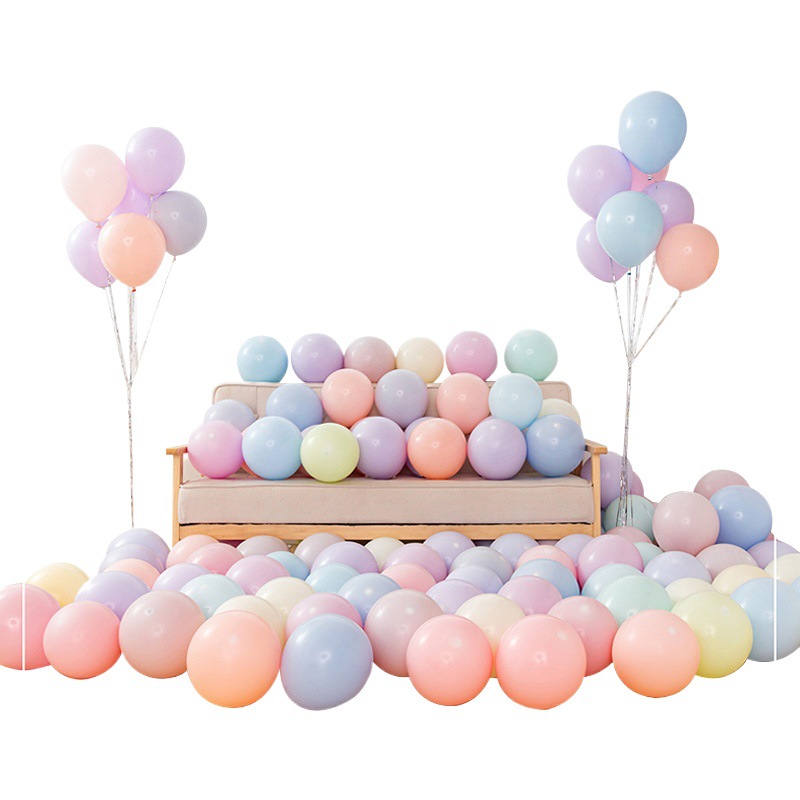 Globos de macarrón flotando en el aire, juego de cadenas de globos transfronterizos de 5, 12 y 10 pulgadas, arreglo de globos de cumpleaños con un toque de alta gama.