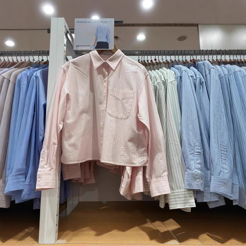 Spring and Summer Women's Pure Color Versatile Oxford Textile Casual Shirt Long-Sleeved Bottoming Shirt 475718 477683