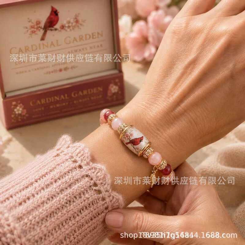 Cross-Border New Model Cardinal Garden Cardinal Bluebird Butterfly Commemorative Bracelet