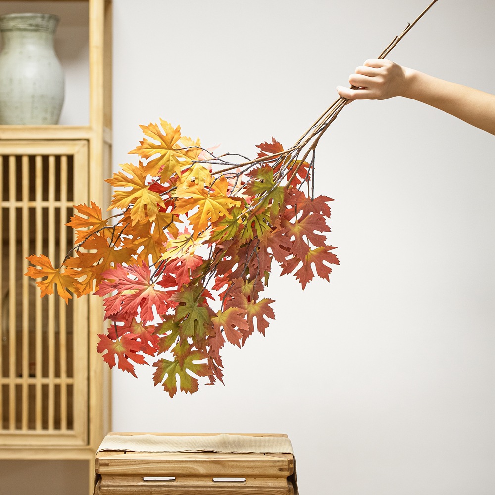 紅楓葉仿真花廠家假花綠植物批發婚慶裝飾工藝品INS跨境DY1-4184A