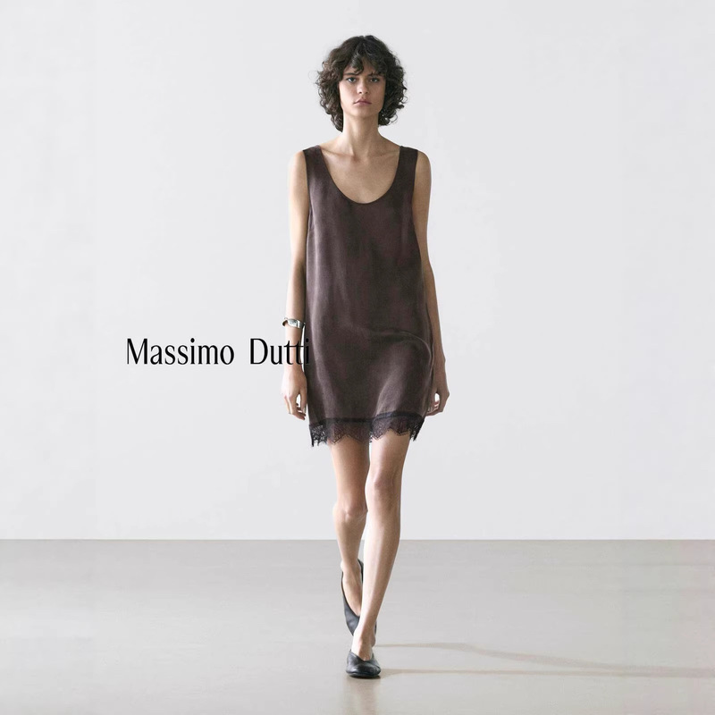 New Season Special Offer Massimo Dutti 2026 Women's Lace-Trimmed Backless Spaghetti Strap Short Dress New Season Special Offer Massimo Dutti 2026 Women's Lace-Trimmed Backless Spaghetti Strap Short Dress