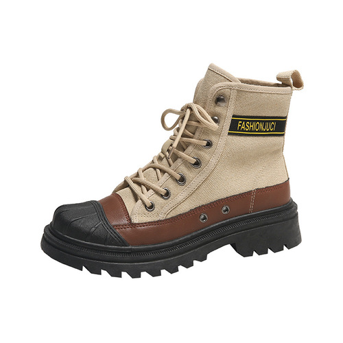  autumn new style Martin boots Korean style versatile motorcycle boots ins trendy thick-soled canvas casual student boots JCD01