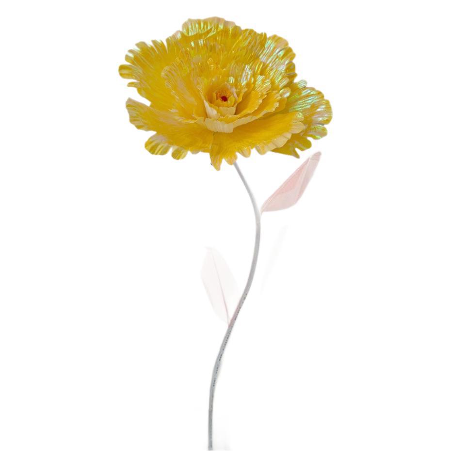 Simulación de tela brillante peonía gran atmósfera floral lámpara de papel floral lámpara de piso arrugada material de papel artístico