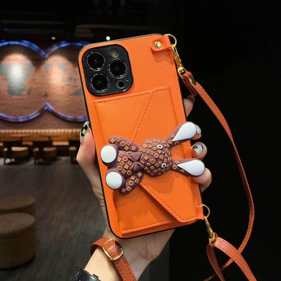 Ốp lưng điện thoại đeo chéo đựng thẻ, chống sốc viền dày, phù hợp Apple 17 Pro Max, iPhone 16, Huawei P40 — Ốp điện thoại đeo Chéo Thỏ màu cam, Ốp điện thoại đeo Chéo Thỏ màu nâu, Ốp điện thoại đeo Chéo Gấu bạo lực, Ốp điện thoại đeo Chéo Chó Pháp chi tiết 4
