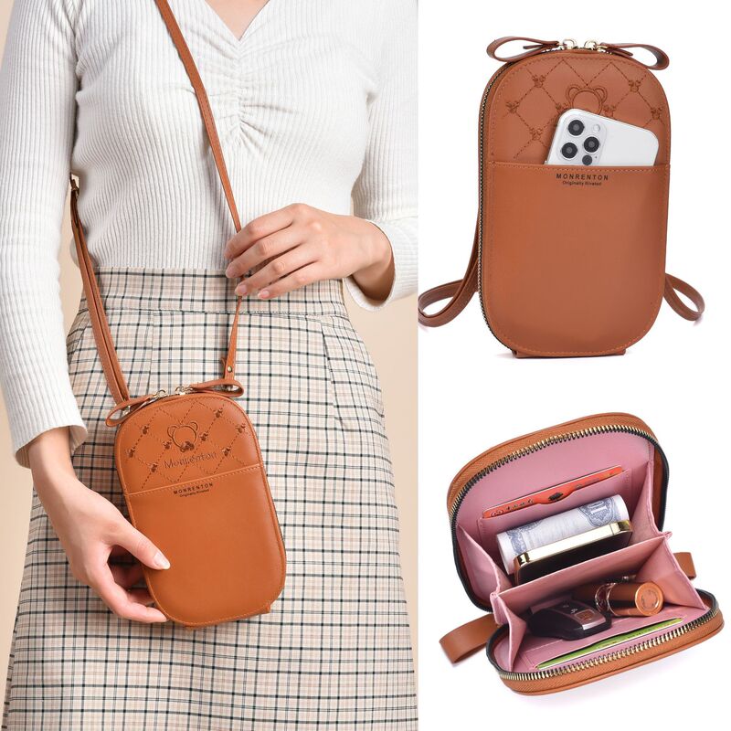 Ins Korean Style Cute Wallet Fashion Girl Mobile Phone Bag Zipper Long Student Shoulder Bag Japanese Style Crossbody Bag Cute