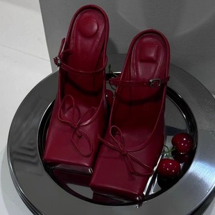 Lazy Muller Shoes, Slip-On Shoes, Summer Outer Wear, Bow Ballet Shoes, Stiletto Heels, High Heels, Toe-Cap Half Slippers for Women