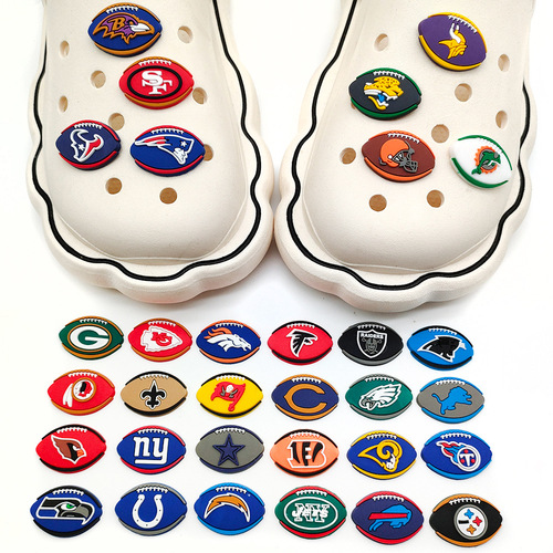 Soccer ball logo badge hole shoe flower shoe buckle soft rubber DIY accessories shoe components