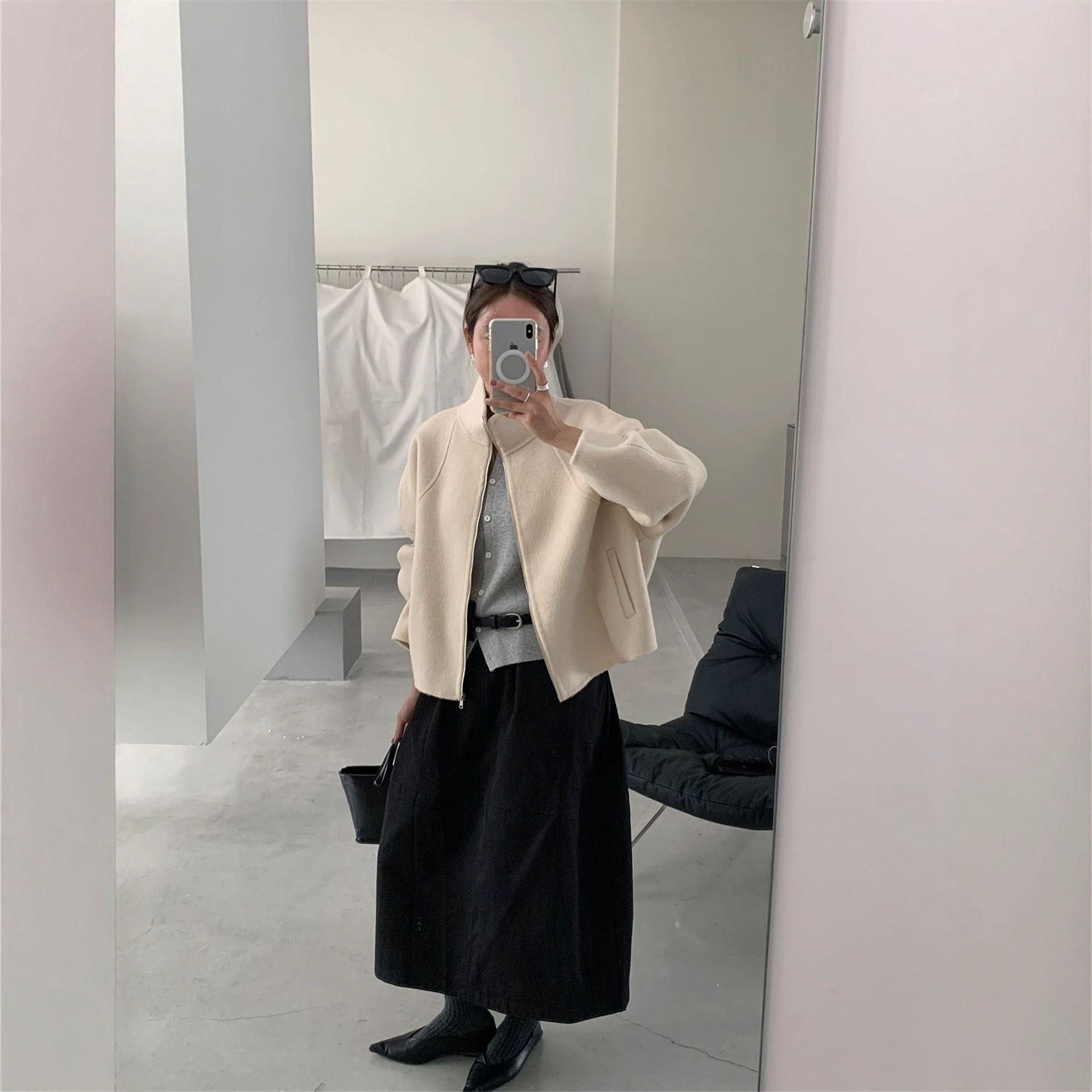 斯卡露2025秋冬新款双面羊绒大衣女中长款宽松显瘦羊毛呢外套